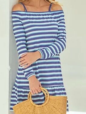 NWT Cabana Life Delray Coverluxe Off-Shoulder Ruffle Hem UPF 50+Dress